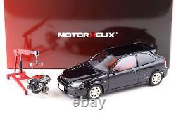 118 MOTORHELIX Honda Civic Type R (EK9) Starlight Black Pearl + Moteur Diecast