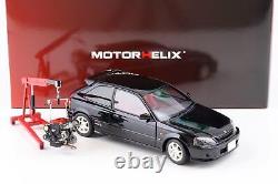 118 MOTORHELIX Honda Civic Type R (EK9) Starlight Black Pearl + Moteur Diecast