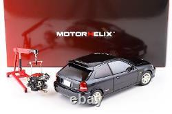 118 MOTORHELIX Honda Civic Type R (EK9) Starlight Black Pearl + Moteur Diecast