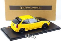 118 Modèle D'Ignition IG2676 Honda Civic (EK9) Type R Jaune/ Capot En Carbone