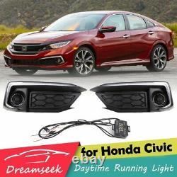 Pour Honda Civic 2019+ LED DRL Diurne Feux Jour L Type Brouillard Clignotant